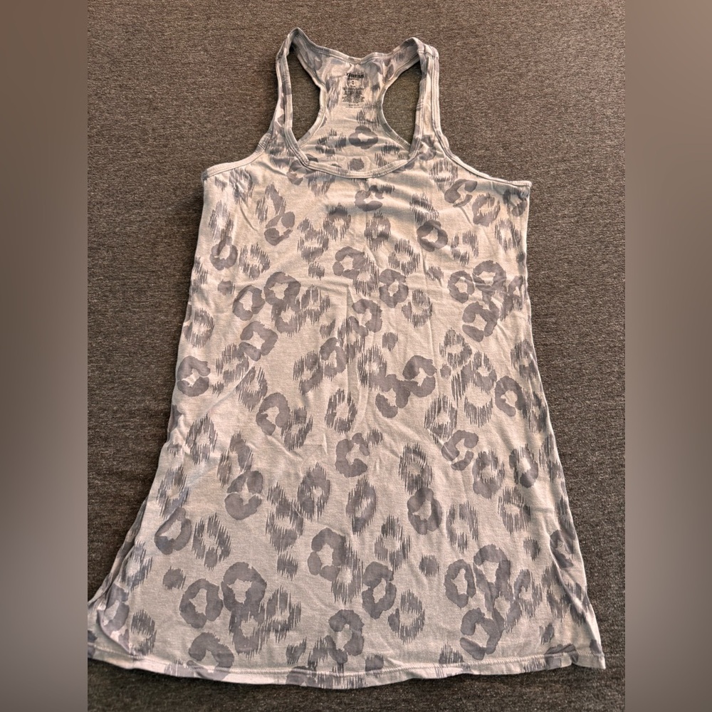 Express Gray Leopard-Print Racerback Tank Top